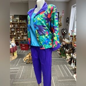 VINTAGE JOAN WALTERS reversible Colorful Women's tracksuit with Jacket